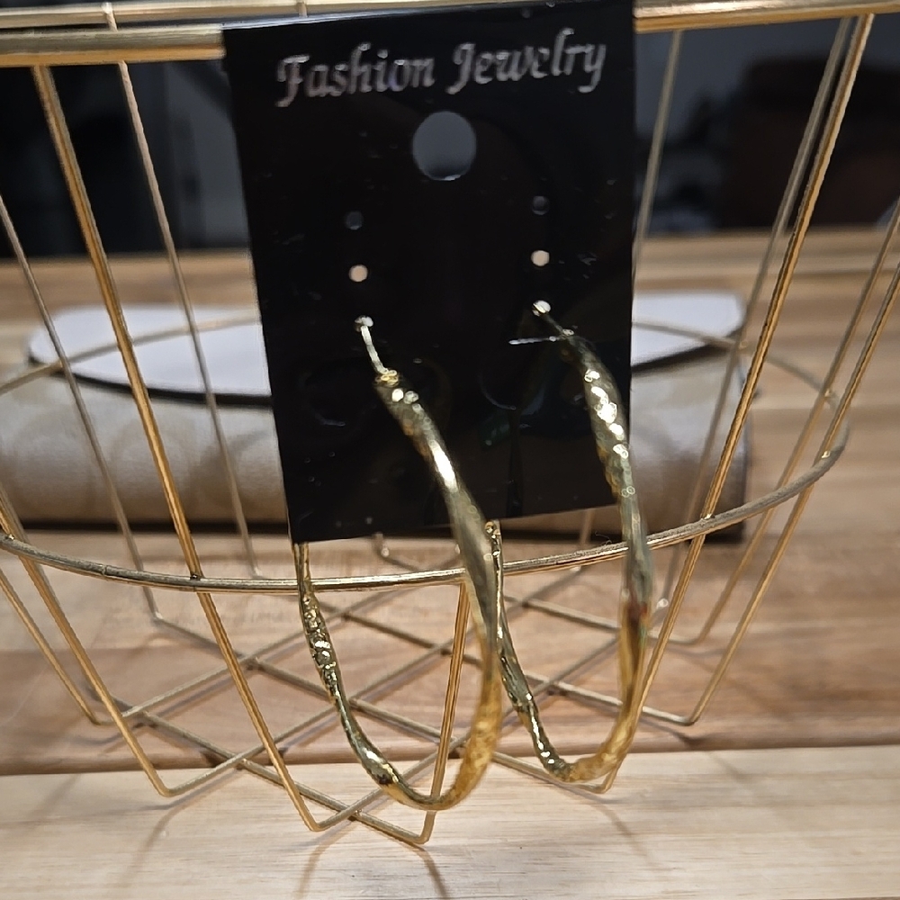 Gold Tone  2" Twisted Hoop Earrings